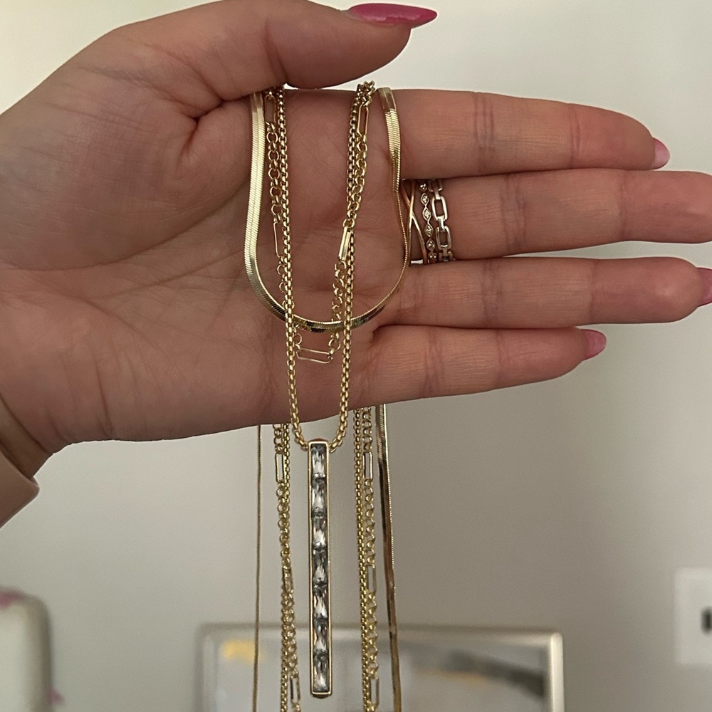 Kendra Scott Jack Gold Tone Multi Strand Necklace in White Crystal - Picture 4 of 7